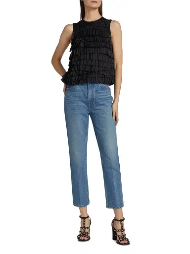 Ulla Johnson Women's Quinn Satin Plissé Top | Thumbnail 2 Ulla Johnson Women's Quinn Satin Plissé Top | Thumbnail 2