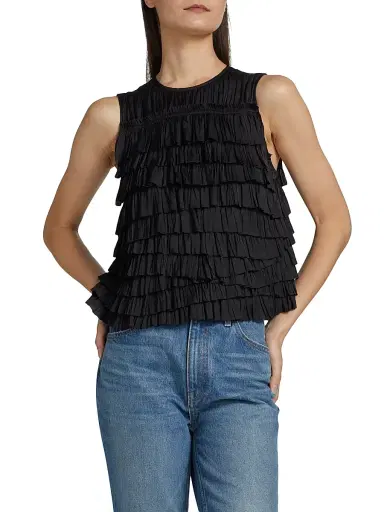 Ulla Johnson Women's Quinn Satin Plissé Top | Thumbnail 3 Ulla Johnson Women's Quinn Satin Plissé Top | Thumbnail 3