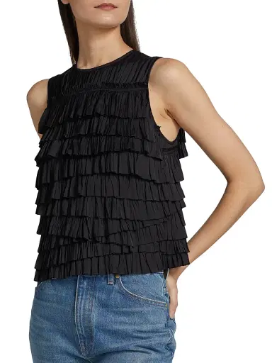 Ulla Johnson Women's Quinn Satin Plissé Top | Thumbnail 6 Ulla Johnson Women's Quinn Satin Plissé Top | Thumbnail 6