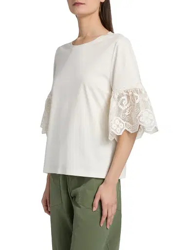 Kobi Halperin Women's Amanda Lace-Trimmed Cotton T-Shirt | Thumbnail 4 Kobi Halperin Women's Amanda Lace-Trimmed Cotton T-Shirt | Thumbnail 4