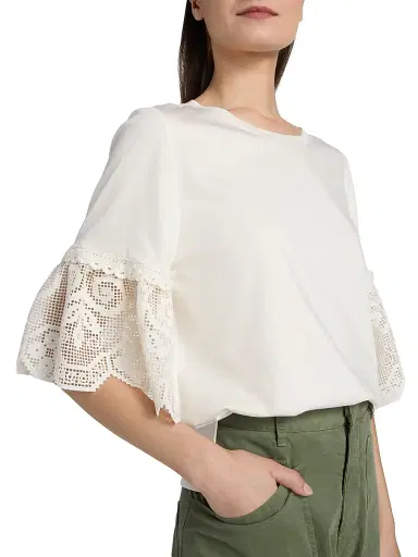 Kobi Halperin Women's Amanda Lace-Trimmed Cotton T-Shirt | Thumbnail 6 Kobi Halperin Women's Amanda Lace-Trimmed Cotton T-Shirt | Thumbnail 6
