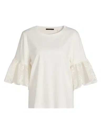 Kobi Halperin Women's Amanda Lace-Trimmed Cotton T-Shirt | Thumbnail 1 Kobi Halperin Women's Amanda Lace-Trimmed Cotton T-Shirt | Thumbnail 1