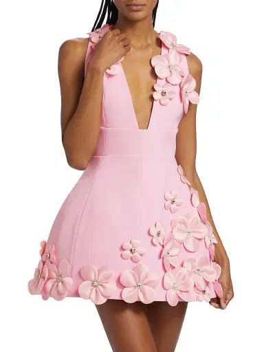 Bronx Banco Women's Estelle Floral Applique Minidress - Blush | Thumbnail 3 Bronx Banco Women's Estelle Floral Applique Minidress - Blush | Thumbnail 3