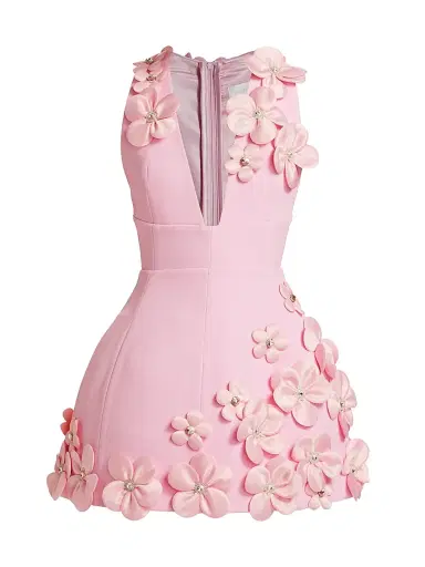 Bronx Banco Women's Estelle Floral Applique Minidress - Blush | Thumbnail 1 Bronx Banco Women's Estelle Floral Applique Minidress - Blush | Thumbnail 1