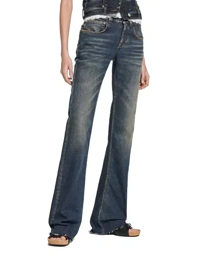 Balenciaga Women's Slim Fit Bootcut Pants - Dark Blue | Thumbnail 3 Balenciaga Women's Slim Fit Bootcut Pants - Dark Blue | Thumbnail 3