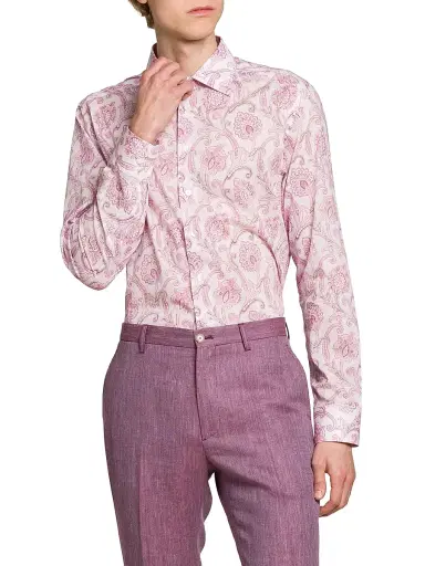 Etro Men's Paisley Cotton Button-Front Shirt - Print On Pink Base | Thumbnail 3 Etro Men's Paisley Cotton Button-Front Shirt - Print On Pink Base | Thumbnail 3
