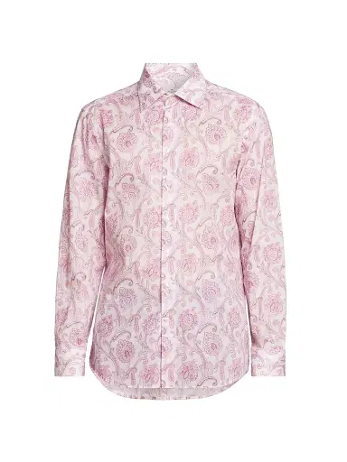Etro Men's Paisley Cotton Button-Front Shirt - Print On Pink Base | Thumbnail 1 Etro Men's Paisley Cotton Button-Front Shirt - Print On Pink Base | Thumbnail 1