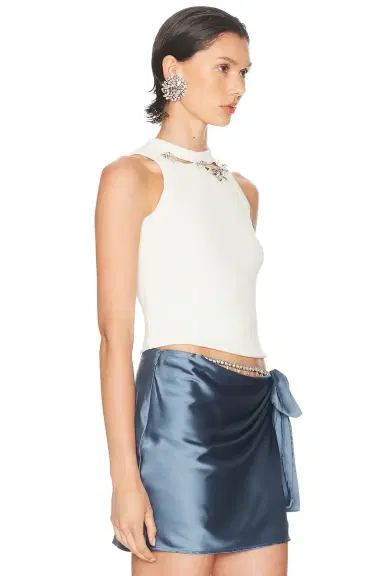 AREA Distressed Crystal Ribbed Knit Tank Top | Thumbnail 4 AREA Distressed Crystal Ribbed Knit Tank Top | Thumbnail 4