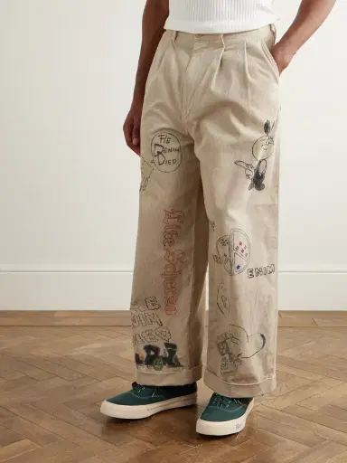 KAPITAL Ivy Wide-Leg Pleated Printed Cotton-Corduroy Trousers - Men | Thumbnail 3 KAPITAL Ivy Wide-Leg Pleated Printed Cotton-Corduroy Trousers - Men | Thumbnail 3