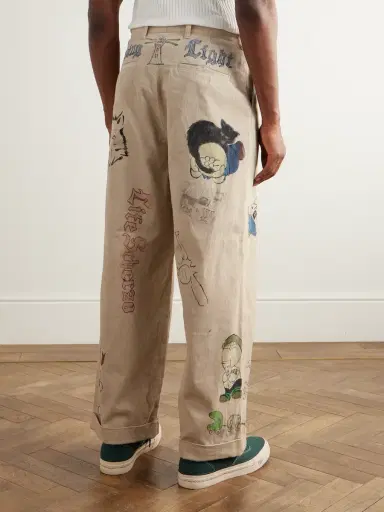 KAPITAL Ivy Wide-Leg Pleated Printed Cotton-Corduroy Trousers - Men | Thumbnail 4 KAPITAL Ivy Wide-Leg Pleated Printed Cotton-Corduroy Trousers - Men | Thumbnail 4