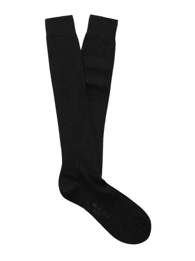 Loro Piana Sottile Ribbed Wool, Cashmere and Silk-Blend Socks - Men | Thumbnail 1 Loro Piana Sottile Ribbed Wool, Cashmere and Silk-Blend Socks - Men | Thumbnail 1