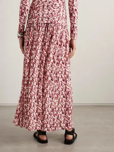 Isabel Marant Gwendy Ruched Floral-print Stretch-jersey Maxi Skirt | Thumbnail 3 Isabel Marant Gwendy Ruched Floral-print Stretch-jersey Maxi Skirt | Thumbnail 3