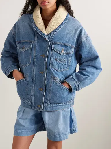 Isabel Marant Pimia Oversized Fleece-lined Padded Denim Jacket | Thumbnail 3 Isabel Marant Pimia Oversized Fleece-lined Padded Denim Jacket | Thumbnail 3