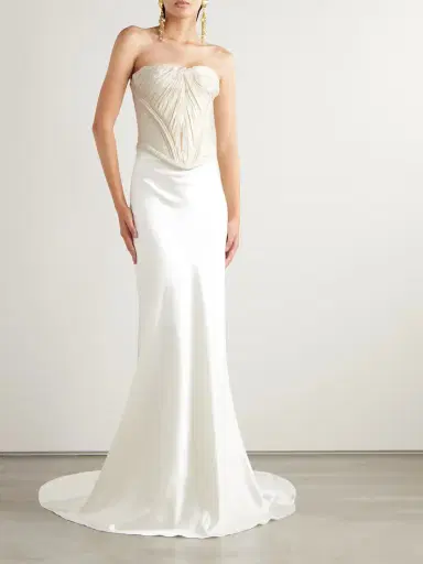 Danielle Frankel Priscilla Strapless Gathered Taffeta Bustier Top | Thumbnail 2 Danielle Frankel Priscilla Strapless Gathered Taffeta Bustier Top | Thumbnail 2