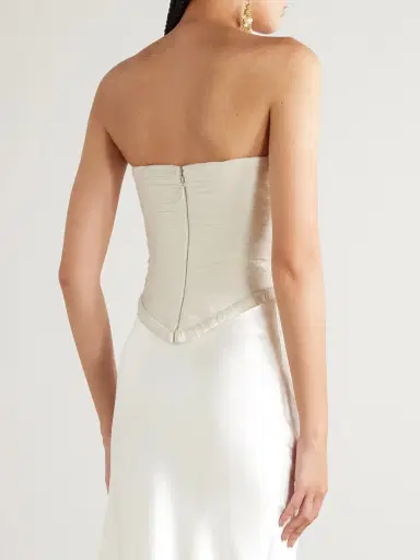 Danielle Frankel Priscilla Strapless Gathered Taffeta Bustier Top | Thumbnail 3 Danielle Frankel Priscilla Strapless Gathered Taffeta Bustier Top | Thumbnail 3
