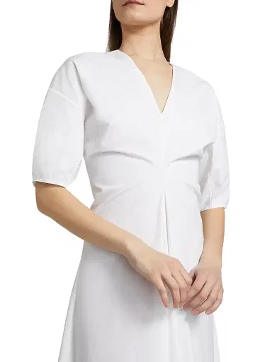 Rosetta Getty Women's Ruched Stretch-Cotton V-Neck Midi-Dress | Thumbnail 6 Rosetta Getty Women's Ruched Stretch-Cotton V-Neck Midi-Dress | Thumbnail 6