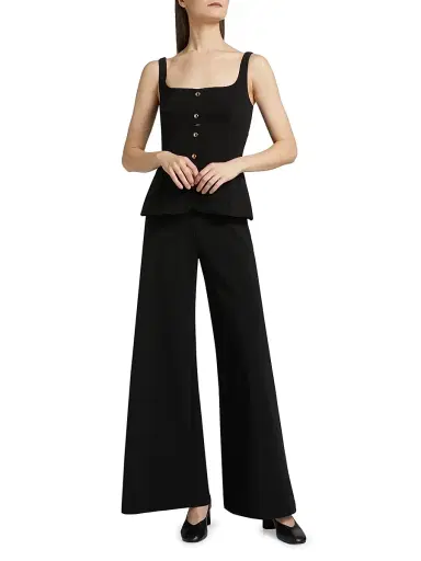 Rosetta Getty Women's Square Neck Button-Front Top - Black - Size 8 | Thumbnail 2 Rosetta Getty Women's Square Neck Button-Front Top - Black - Size 8 | Thumbnail 2