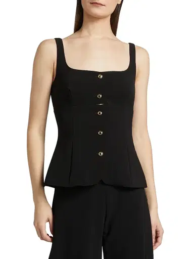 Rosetta Getty Women's Square Neck Button-Front Top - Black - Size 8 | Thumbnail 3 Rosetta Getty Women's Square Neck Button-Front Top - Black - Size 8 | Thumbnail 3