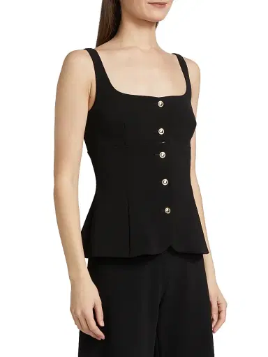 Rosetta Getty Women's Square Neck Button-Front Top - Black - Size 8 | Thumbnail 4 Rosetta Getty Women's Square Neck Button-Front Top - Black - Size 8 | Thumbnail 4
