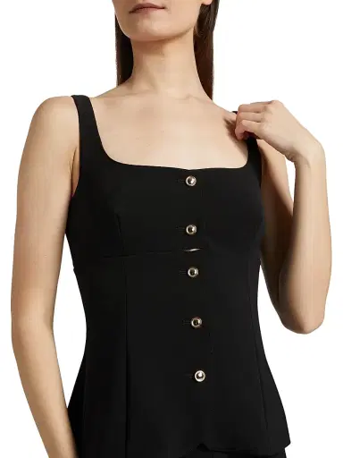 Rosetta Getty Women's Square Neck Button-Front Top - Black - Size 8 | Thumbnail 6 Rosetta Getty Women's Square Neck Button-Front Top - Black - Size 8 | Thumbnail 6