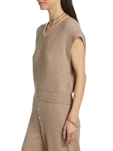 Guest in Residence Women's Rib-Knit Cashmere Vest - Taupe | Thumbnail 4 Guest in Residence Women's Rib-Knit Cashmere Vest - Taupe | Thumbnail 4