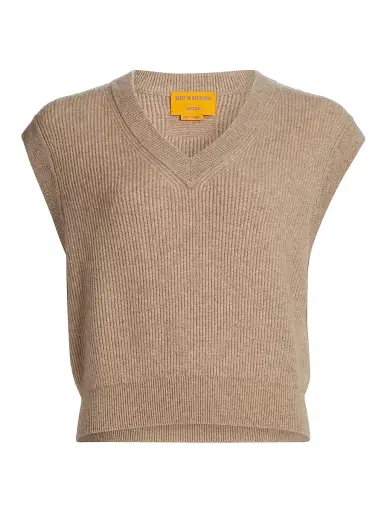 Guest in Residence Women's Rib-Knit Cashmere Vest - Taupe | Thumbnail 1 Guest in Residence Women's Rib-Knit Cashmere Vest - Taupe | Thumbnail 1
