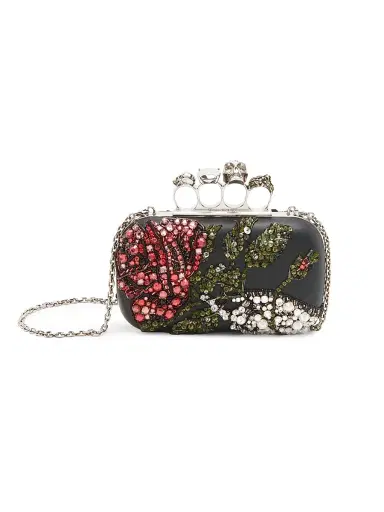 Alexander McQueen Women's Skull Beaded Leather Clutch | Thumbnail 1 Alexander McQueen Women's Skull Beaded Leather Clutch | Thumbnail 1