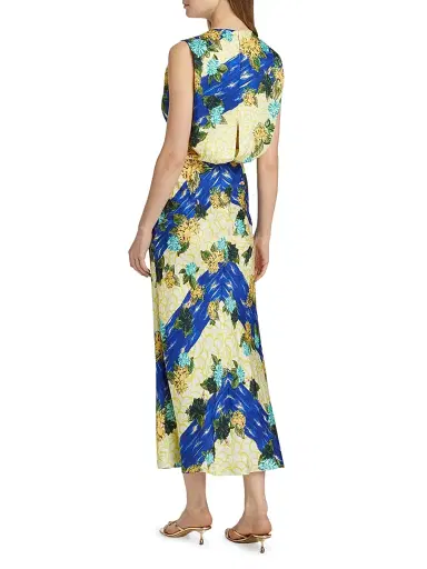 Saloni Women's Paw25 Gwen Floral Silk Sleeveless Midi-Dress - Lantana Stripe | Thumbnail 5 Saloni Women's Paw25 Gwen Floral Silk Sleeveless Midi-Dress - Lantana Stripe | Thumbnail 5