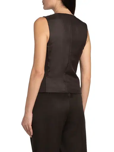 Giorgio Armani Women's Wool Crewneck Vest - Dark Brown - Size 8 | Thumbnail 5 Giorgio Armani Women's Wool Crewneck Vest - Dark Brown - Size 8 | Thumbnail 5