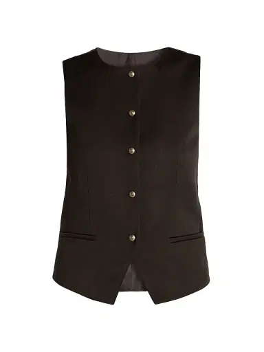 Giorgio Armani Women's Wool Crewneck Vest - Dark Brown - Size 8 | Thumbnail 1 Giorgio Armani Women's Wool Crewneck Vest - Dark Brown - Size 8 | Thumbnail 1