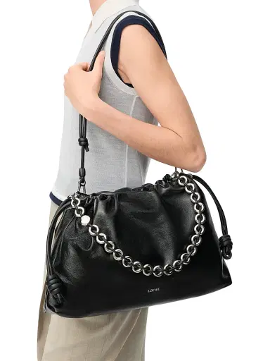 Loewe Women's Large Flamenco Leather Shoulder Bag - Black | Thumbnail 3 Loewe Women's Large Flamenco Leather Shoulder Bag - Black | Thumbnail 3