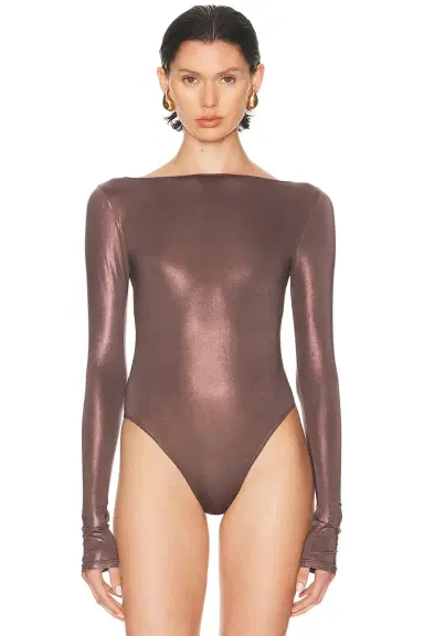 LaPointe Coated Jersey Boatneck Bodysuit | Thumbnail 2 LaPointe Coated Jersey Boatneck Bodysuit | Thumbnail 2