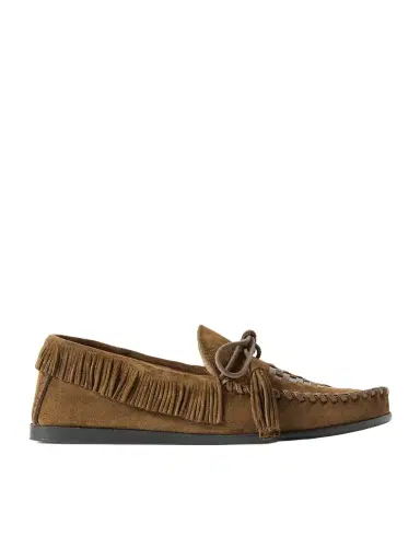 Isabel Marant Fitza Tasseled Fringed Leather-trimmed Suede Loafers | Thumbnail 1 Isabel Marant Fitza Tasseled Fringed Leather-trimmed Suede Loafers | Thumbnail 1