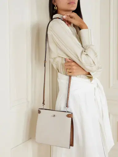 Métier Stowaway Leather-trimmed Linen Shoulder Bag | Thumbnail 2 Métier Stowaway Leather-trimmed Linen Shoulder Bag | Thumbnail 2
