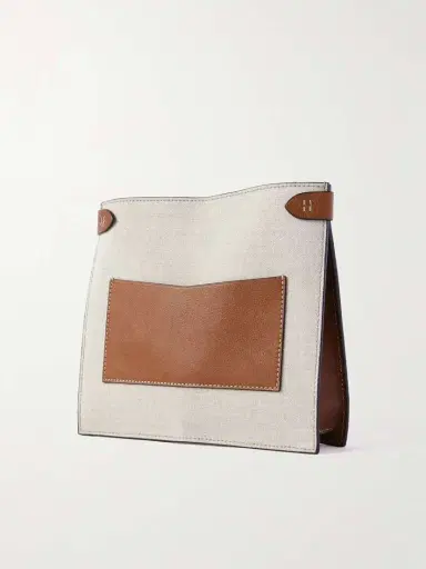 Métier Stowaway Leather-trimmed Linen Shoulder Bag | Thumbnail 3 Métier Stowaway Leather-trimmed Linen Shoulder Bag | Thumbnail 3