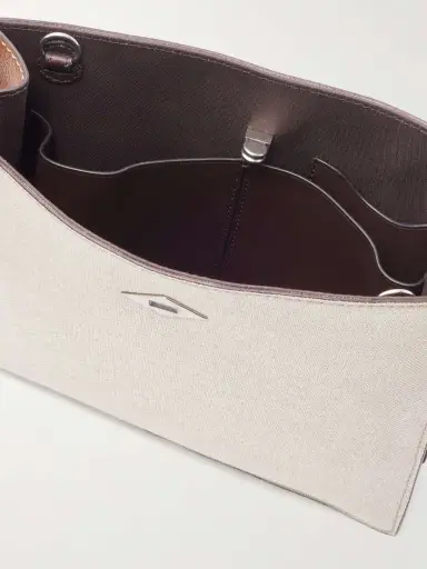 Métier Stowaway Leather-trimmed Linen Shoulder Bag | Thumbnail 5 Métier Stowaway Leather-trimmed Linen Shoulder Bag | Thumbnail 5