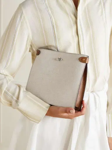 Métier Stowaway Leather-trimmed Linen Shoulder Bag | Thumbnail 6 Métier Stowaway Leather-trimmed Linen Shoulder Bag | Thumbnail 6