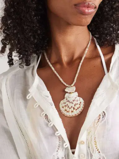 Jennifer Behr Paradis Gold-plated, Quartz, Pearl And Shell Necklace | Thumbnail 2 Jennifer Behr Paradis Gold-plated, Quartz, Pearl And Shell Necklace | Thumbnail 2