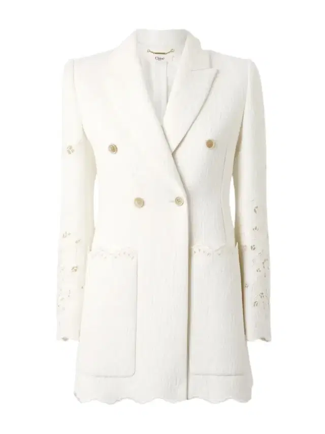 Chloé Double-breasted Broderie Anglaise Cotton-blend Cloqué Blazer
