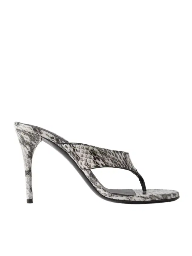 Alaïa Tong 90 Patent Leather-trimmed Elaphe Sandals