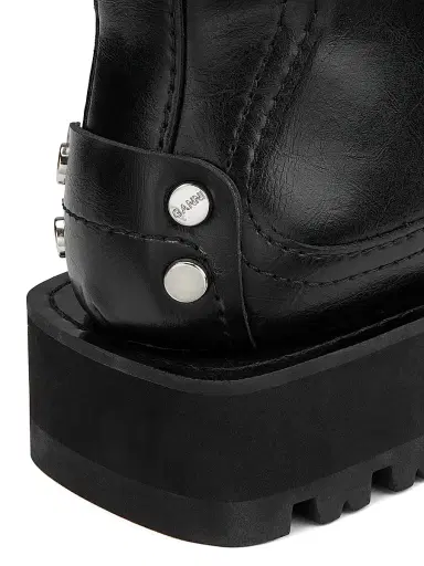 Ganni Women's Studs Crinkle Faux-Leather Ankle Boots - Black | Thumbnail 5 Ganni Women's Studs Crinkle Faux-Leather Ankle Boots - Black | Thumbnail 5