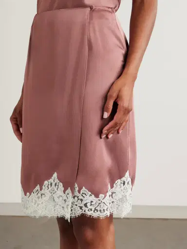 Stella McCartney Lace-trimmed Satin Midi Wrap Skirt | Thumbnail 3 Stella McCartney Lace-trimmed Satin Midi Wrap Skirt | Thumbnail 3