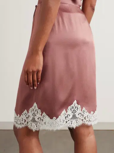 Stella McCartney Lace-trimmed Satin Midi Wrap Skirt | Thumbnail 4 Stella McCartney Lace-trimmed Satin Midi Wrap Skirt | Thumbnail 4