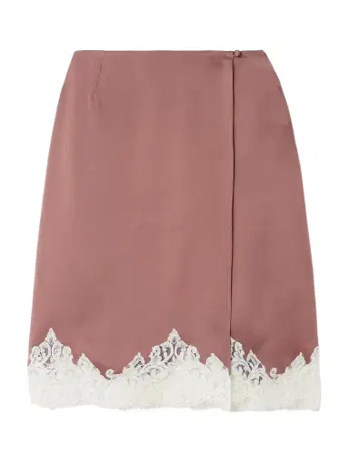 Stella McCartney Lace-trimmed Satin Midi Wrap Skirt | Thumbnail 1 Stella McCartney Lace-trimmed Satin Midi Wrap Skirt | Thumbnail 1