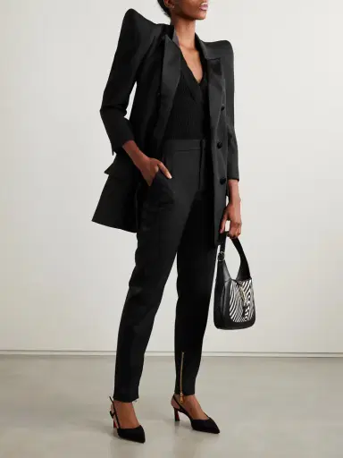 Balmain Satin-trimmed Wool Straight-leg Pants | Thumbnail 2 Balmain Satin-trimmed Wool Straight-leg Pants | Thumbnail 2