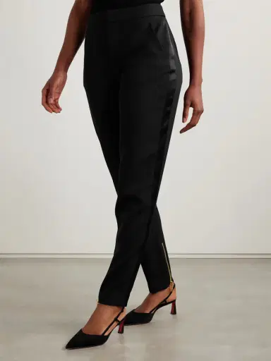 Balmain Satin-trimmed Wool Straight-leg Pants | Thumbnail 3 Balmain Satin-trimmed Wool Straight-leg Pants | Thumbnail 3