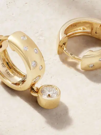Roxanne First Polka-dot Drop 14-karat Gold Diamond Hoop Earrings | Thumbnail 3 Roxanne First Polka-dot Drop 14-karat Gold Diamond Hoop Earrings | Thumbnail 3