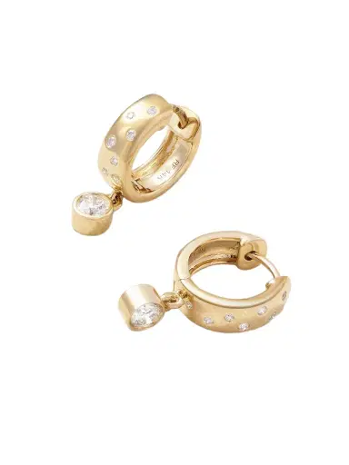 Roxanne First Polka-dot Drop 14-karat Gold Diamond Hoop Earrings | Thumbnail 1 Roxanne First Polka-dot Drop 14-karat Gold Diamond Hoop Earrings | Thumbnail 1