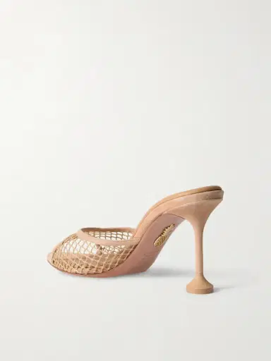 Aquazzura Bisous 85 Suede-trimmed Fishnet Mules | Thumbnail 3 Aquazzura Bisous 85 Suede-trimmed Fishnet Mules | Thumbnail 3