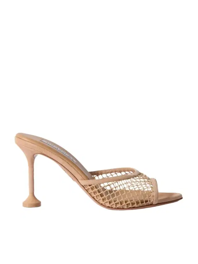 Aquazzura Bisous 85 Suede-trimmed Fishnet Mules